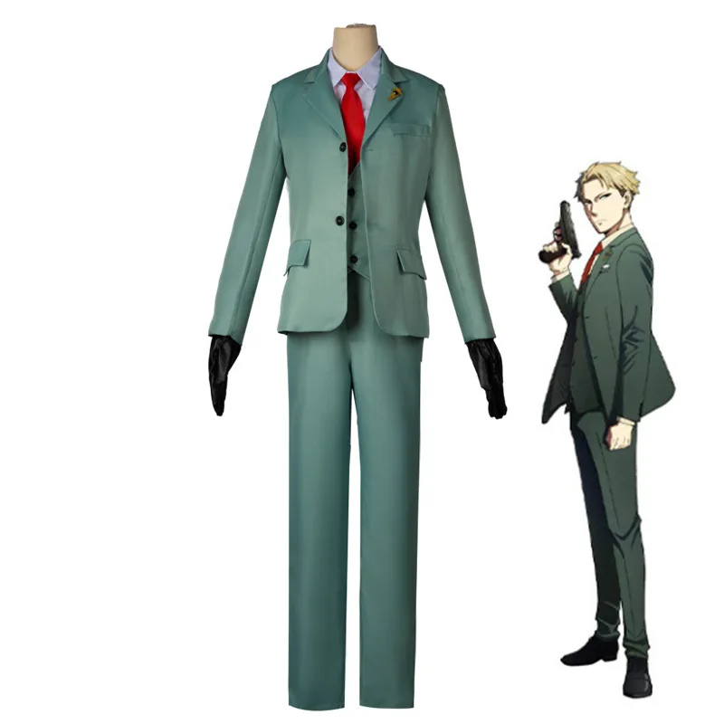 Anime Spy X Family Loid Forger Cosplay Costume Light Green Suit Blond Wig Hat Twilight Outfit Full Set Men Role Play Prop Suits