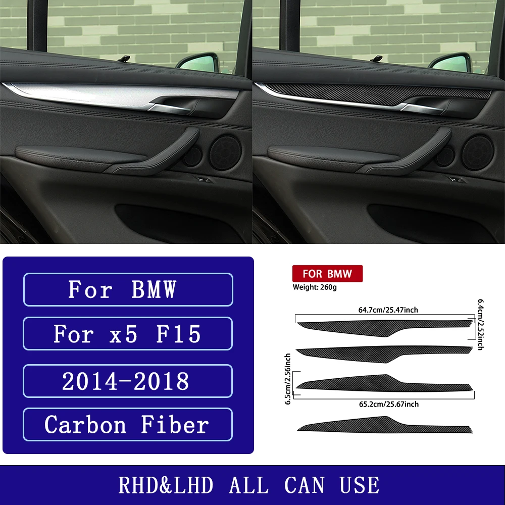 For BMW X5 F15 2014-2018 Carbon Fiber Front Rear Door Panel Trim strip Car Accessories Interior Decorative Stickers