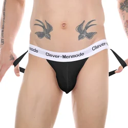 CLEVER-MENMODE Mens Sexy Underwear Jockstrap G String Thongs Open Butt Penis Pouch Panties Backless Low Rise Male Underpants