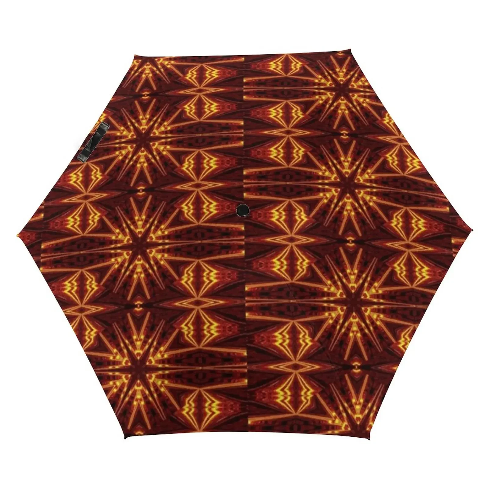 

Sun Fire Pocket Umbrella Retro Print 3 Fold Non Automatic Umbrella Mini Sun and Rain Umbrellas for Men Women