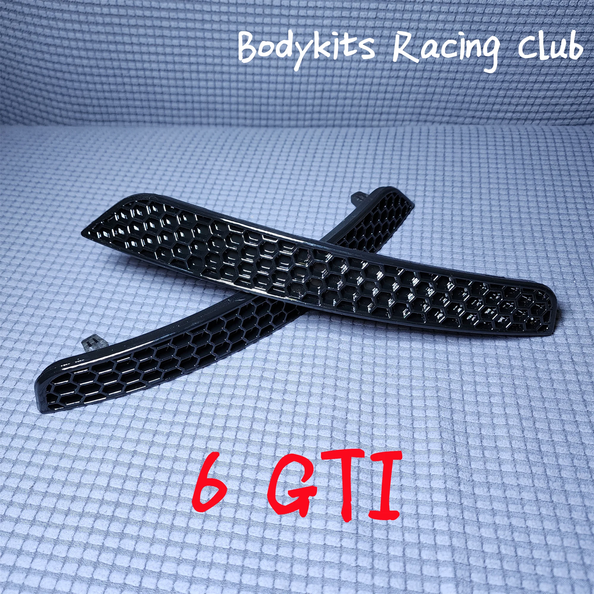 Gloss Black Replacement Rear Bumper Reflector Insert Set Honeycomb For Volkswagen Golf 6 GTI R R20 2009-2013