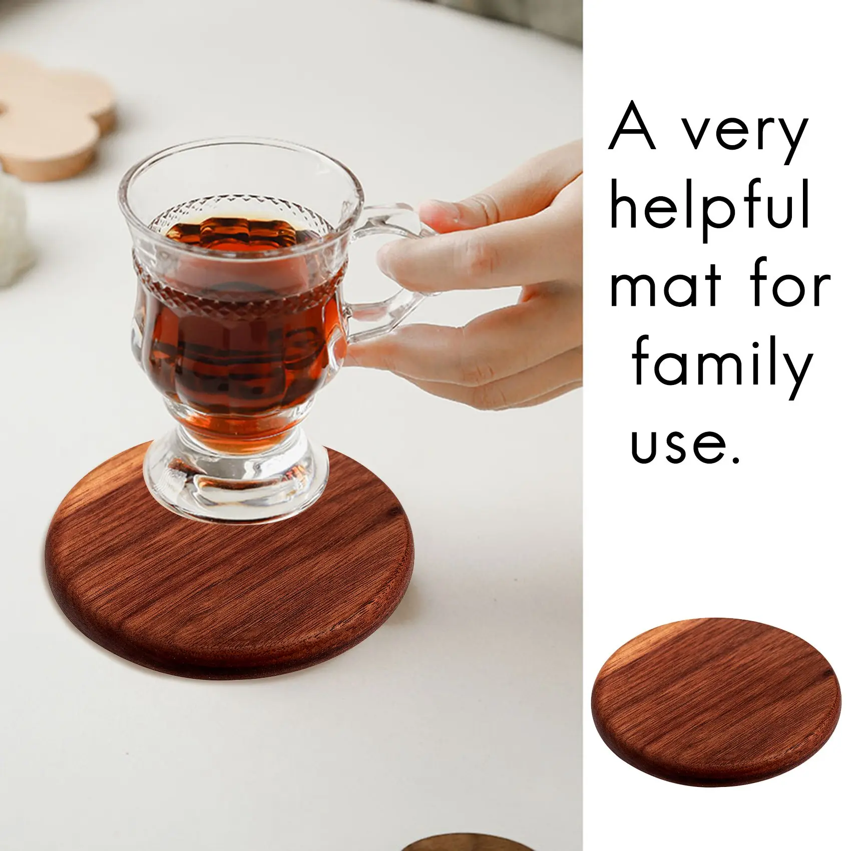 KYCOR-Wood Rustic Coaster Newest Decor Popular Round Wood Mat Coffee Home Drink Wood Coasters Selling Coasters Round