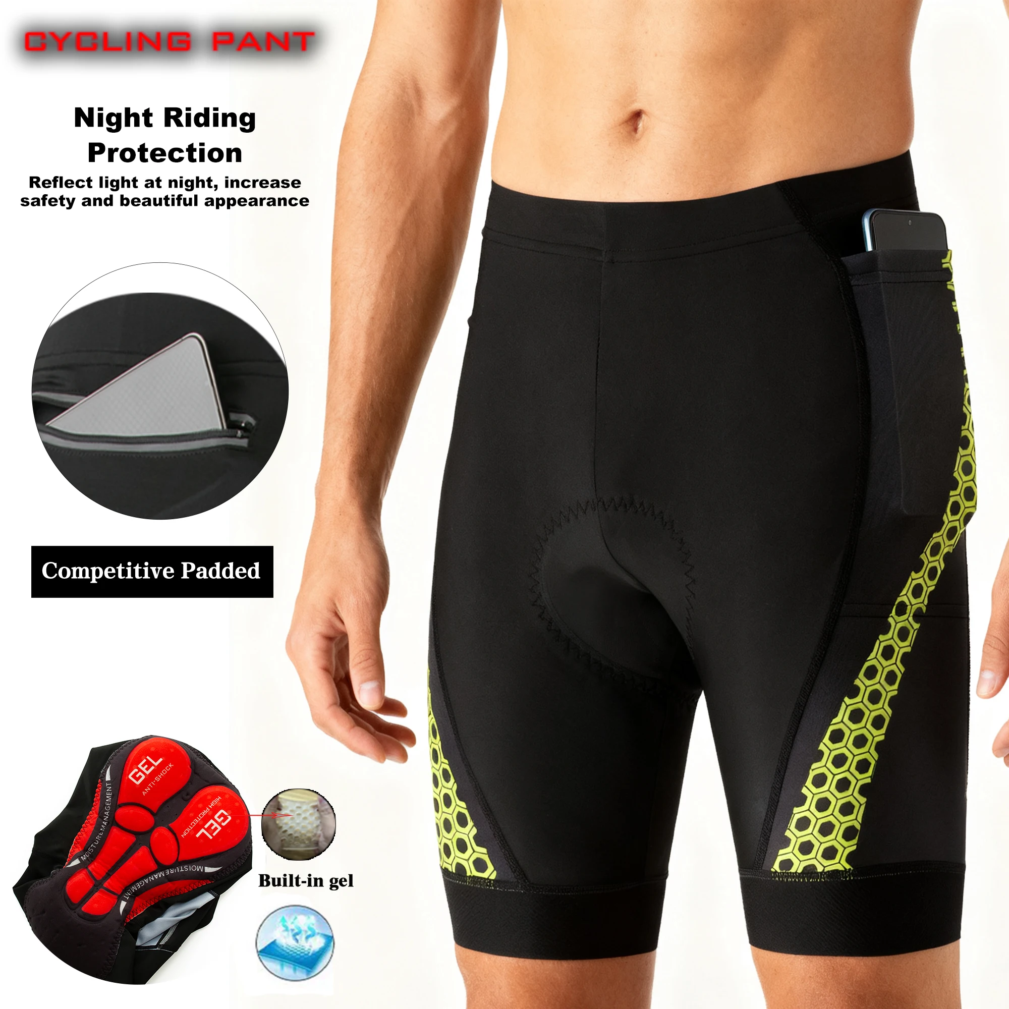 

Высокоэластичные дышащие велосипедные шорты для мужчин, облегающий крой, 3 кармана, летняя экипировка