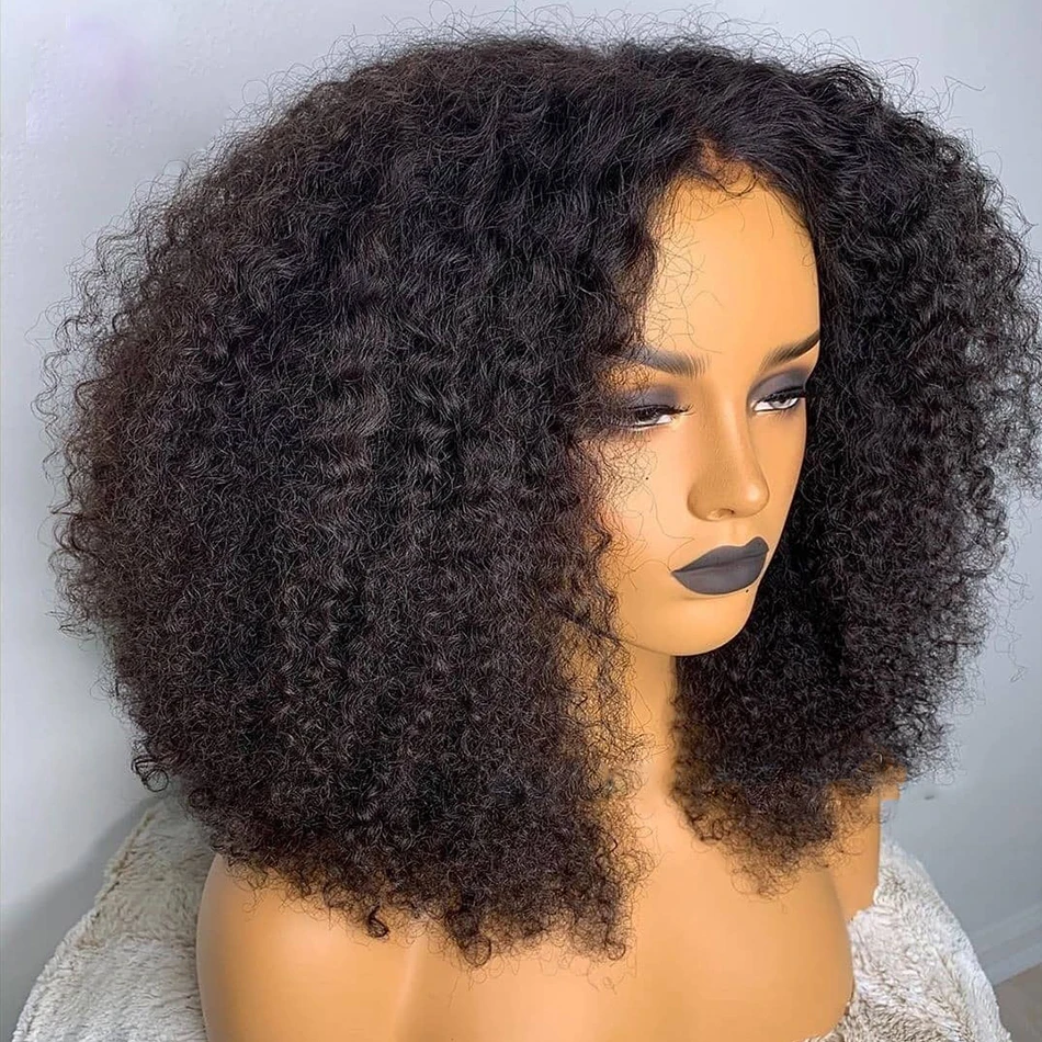 

Glueless Soft Long Natural Black 26“ 180 Density Kinky Curly Lace Front Wig For Women BabyHair Heat Resistant Preplucked Daily