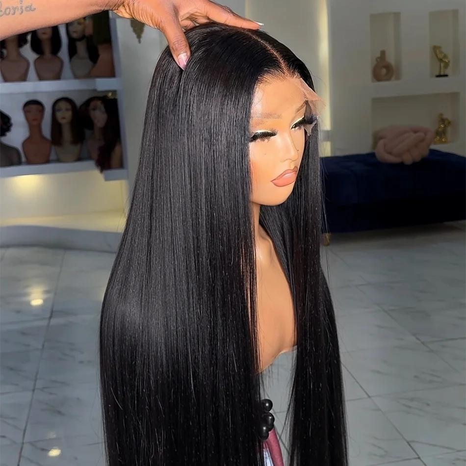 

Парик из натуральных волос, 250 плотности, 40 дюймов, прямые волосы, бразильские, с HD кружевной фронтальной частью 13x4/13x6, предварительно выщипанные, для женщин