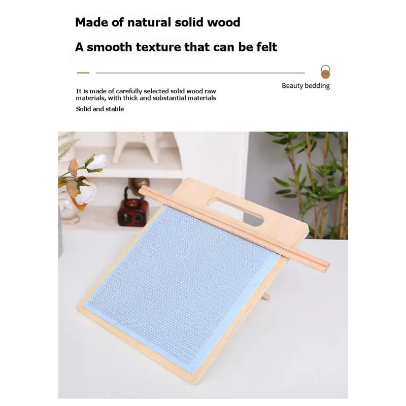 PHFU-Wool Blending Board Wooden Backing Yarn Board Includes 2 Dowel Rods For Easy Drafting & Rolag Removal.