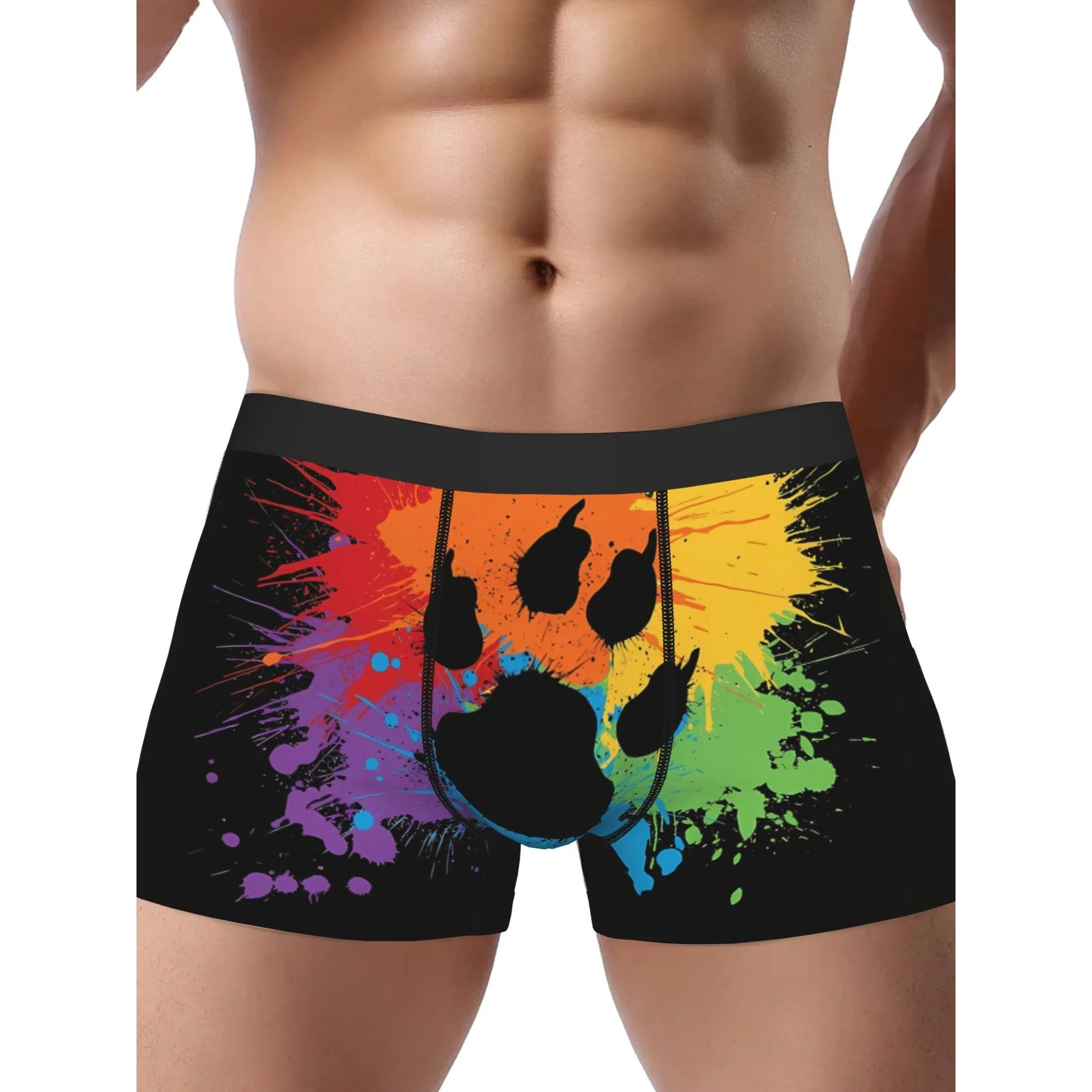 Dog Paw Pride Rainbow Underwear Stretchy Comfort Fit with Vibrant Colorful Breathable for Casual Attire Comfortable Underwear