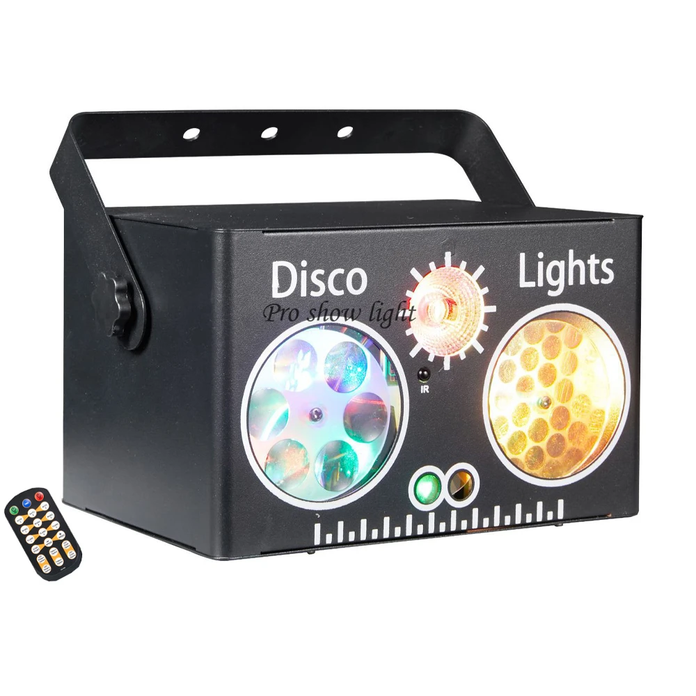 4IN1 Effect Laser Stage Lights 18W LED Pattern Party Lights Sound Activated LED Strobe Lights for DJ Disco Dancing Club KTV Bar