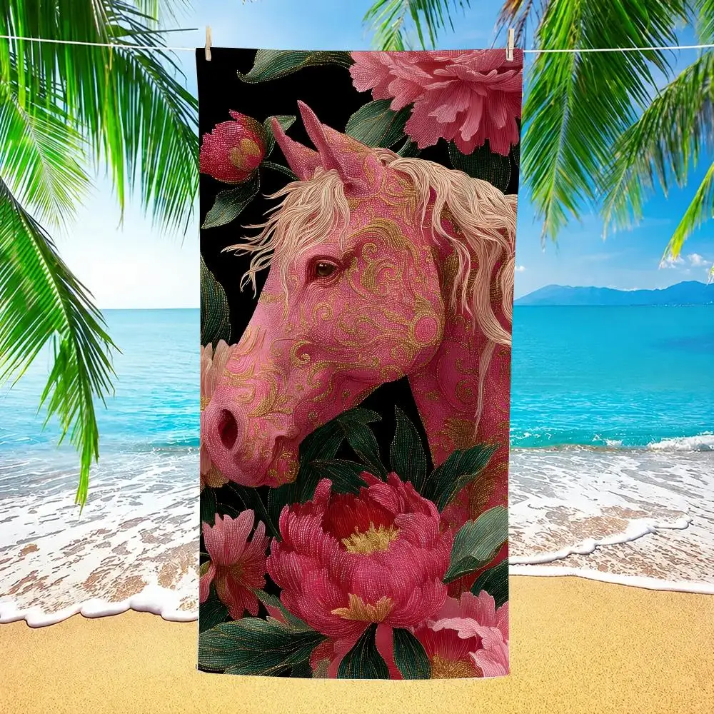 Starry Night Horse Towel Beach Towel Quick Dry Absorbent Bath Towel For Swimming Gym Camping Outdoor Sunbathing