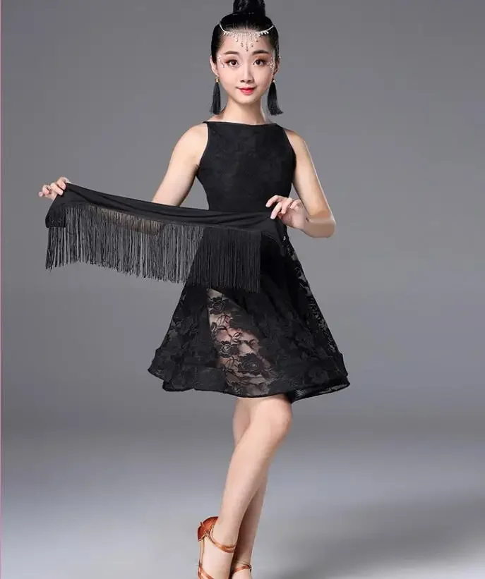 New Girl short Sleeves Standard Latin Dance Dress Children Ballroom Dance Dresses Kids Salsa Rumba Cha Cha Samba Tango Dress