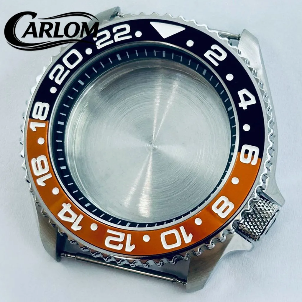 42mm Watch Case For NH34 NH35 NH36 NH38 NH39 NH70 NH72 Movement SKX007 S Crown 3.8 Crown Silver GMT Solid Stainless Steel