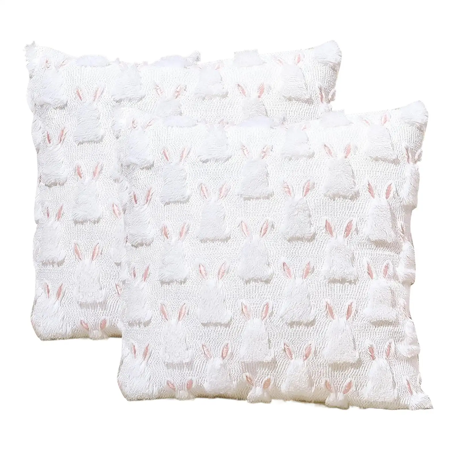 Easter Pillow Case 18X18 Inch Spring Bunny Cushion Cover 2 Pieces Square Pillowcase for Sofa Couch Chair Bed Living Room Bedroom