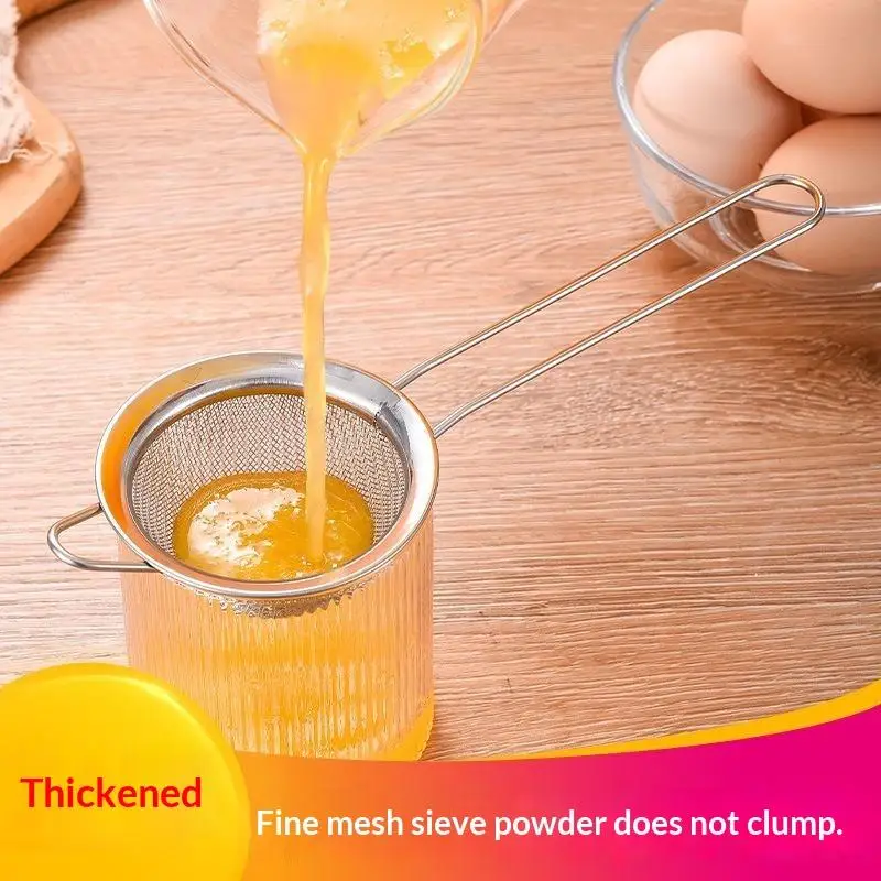 Flour Strainer Mesh With Handle Diameter7/8/10/12/14/16/18/20/22cm Stainless Steel Colander Tea Sifter Kitchen Sieve Filter Too