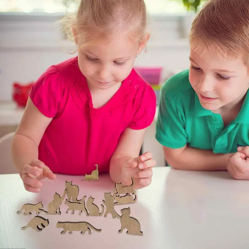 Mini Holzpuppen Katzen Puppe Desktop Balance Stapels piel Spielzeug 12 verschiedene Formen Block für Eltern Kinder Interaktion
