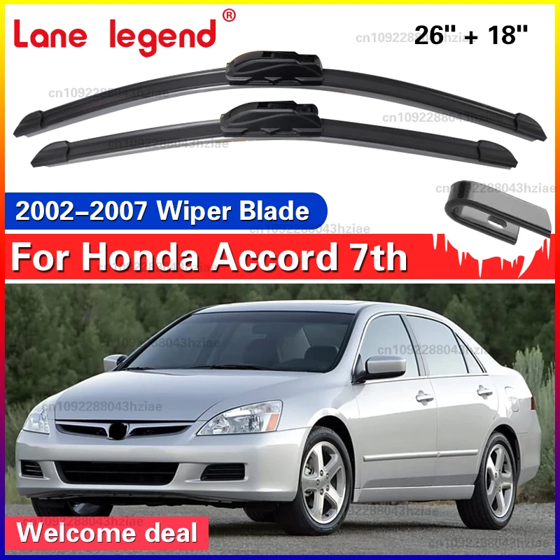 

For Honda Accord 7th Gen 2002 2003 2004 2005 2006 2007 Front Wiper Blades Brushes Cutter Accessories U J Hook 26"+18"