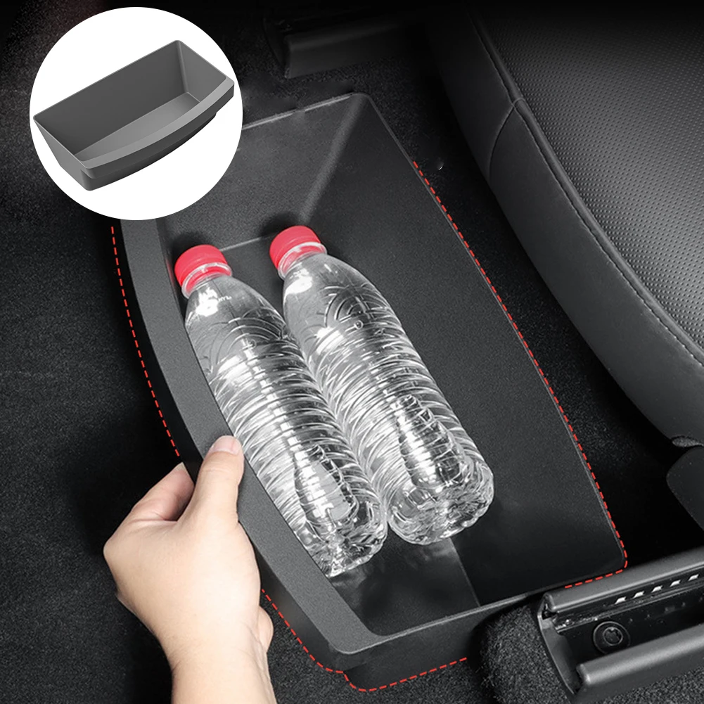 

For TESLA For Model Y 2025 Front Seat Storage Box TPE Front Under Floor Storage Box Organizer Trash Can Car Accessories