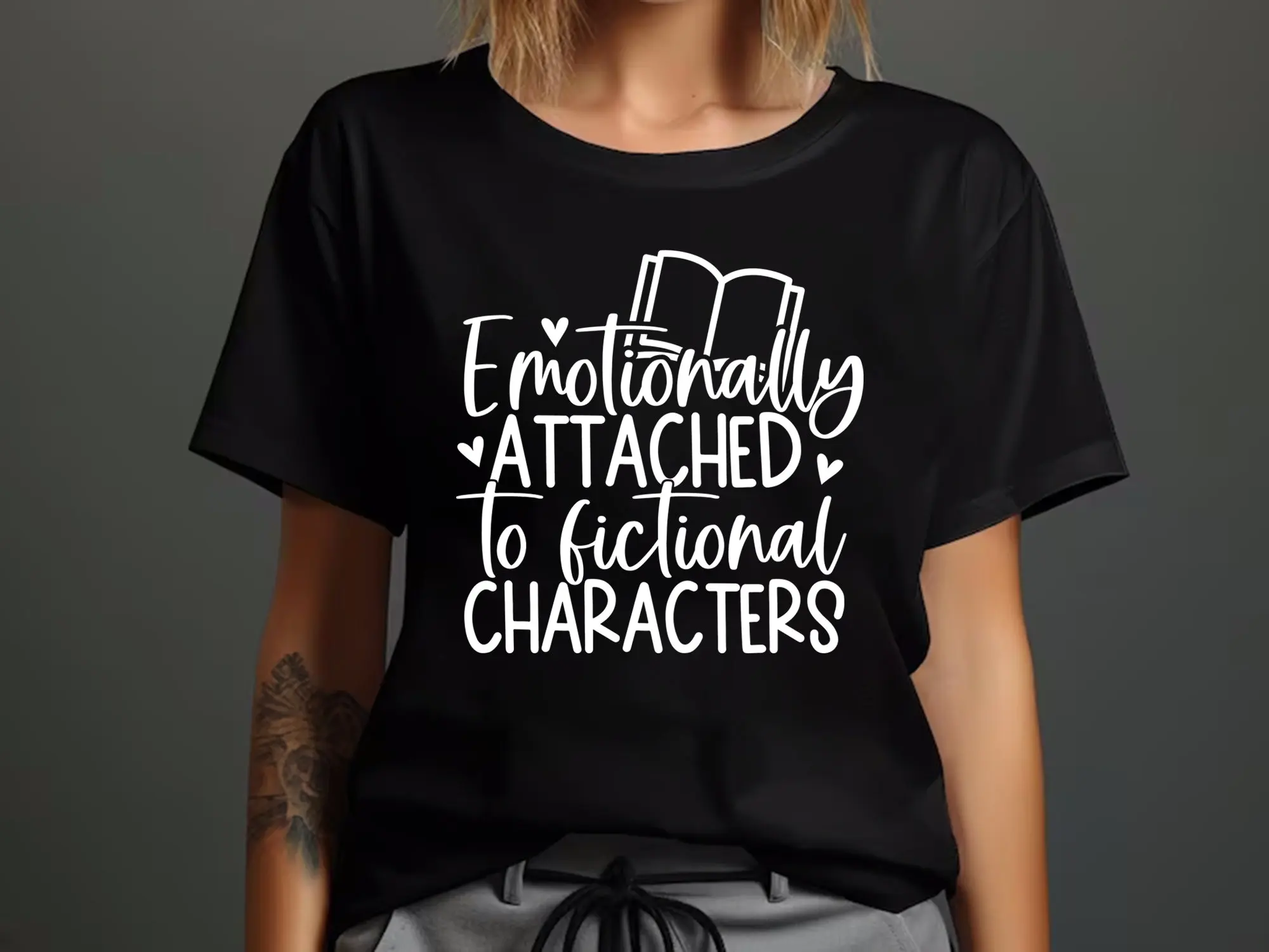 Emotionally Attached To Fictional Characters T Shirt Funny Reading Book Lover Bookish Blogger Nerd