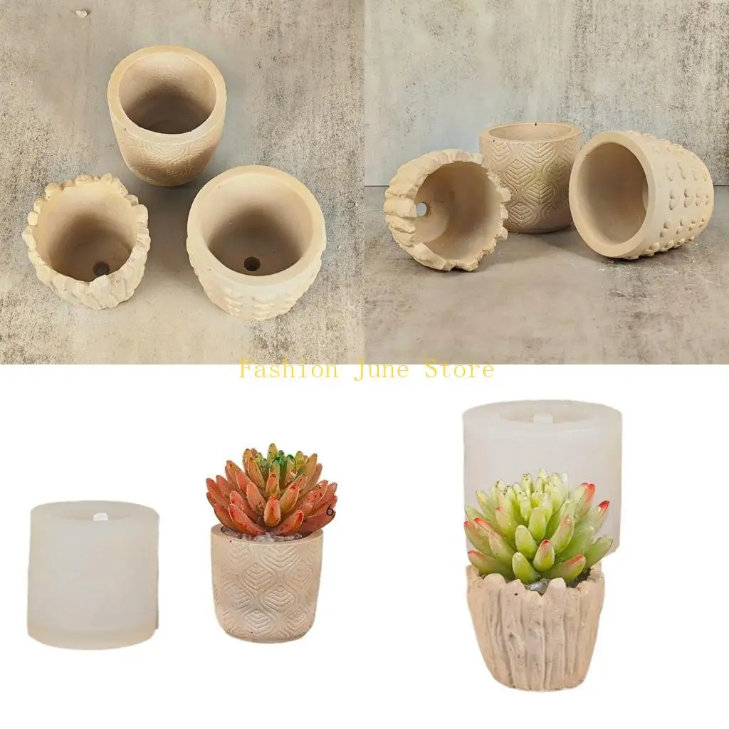 

N5KA 3D Silicone Mold Flower Pots Ashtray Holder Mold Plant