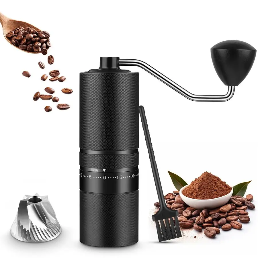 

Manual Coffee Grinder 60 Precision Grind Settings, Stainless Steel Conical Burr Mill for Espresso, French Press amp Travel