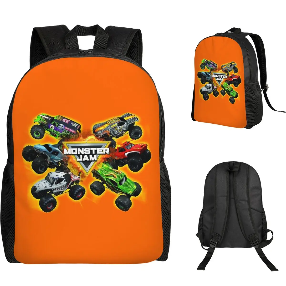 Classic Monster Jam Truck Pattern Student Backpack School Bag Hiking Travel Daypack for Men Women Fashion Bookbag Shoulder Bags