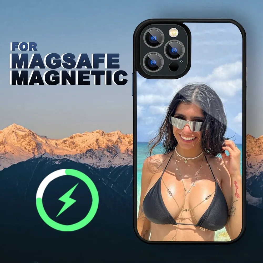 Mia khalifa Phone Case iPhone 15 14 11 12 13 Pro Max Plus Magnetic Wireless Charge Cases Cover