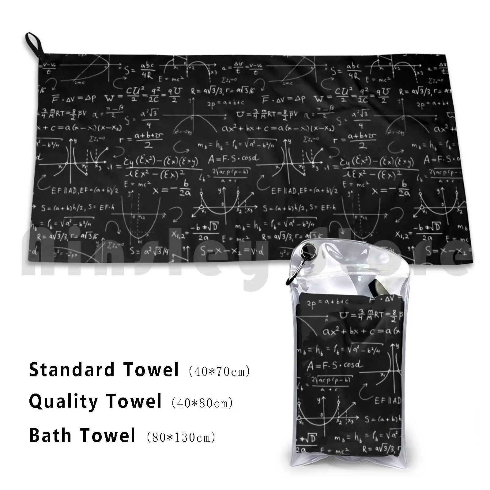 Patrón de ciencia matemática Toalla personalizada Toalla de baño Patrón de ciencia matemática Matemáticas negras Matemáticas Algebra de dibujos animados