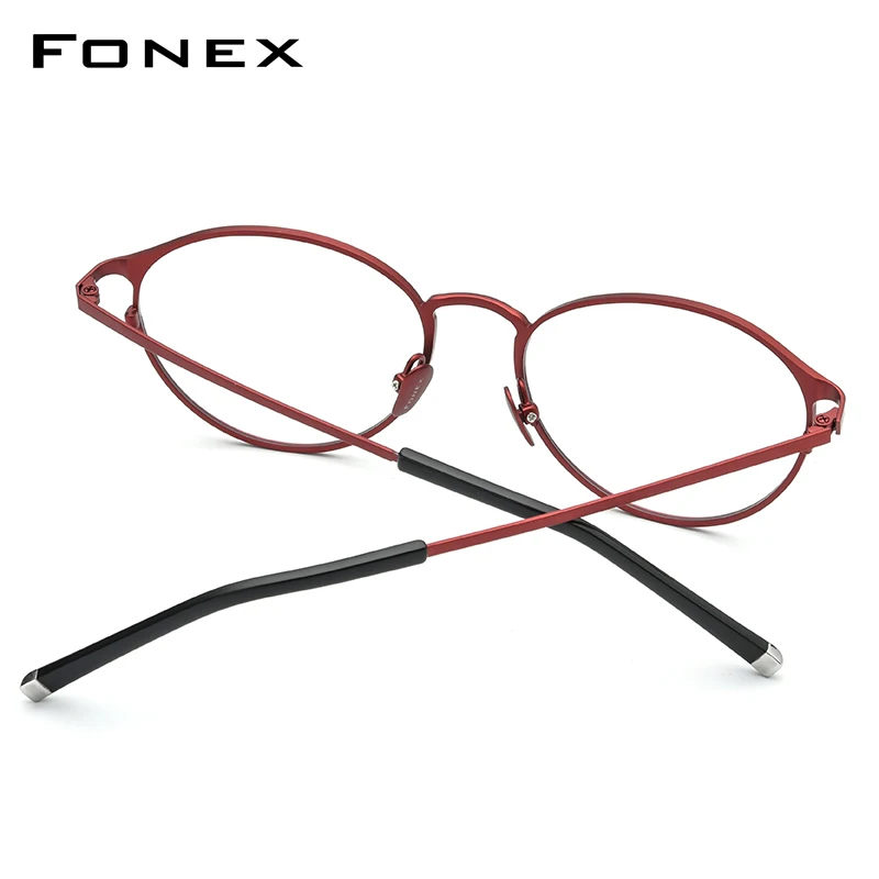 Montura de gafas FONEX de titanio puro para mujer, gafas redondas Vintage, monturas Retro para hombre 8501