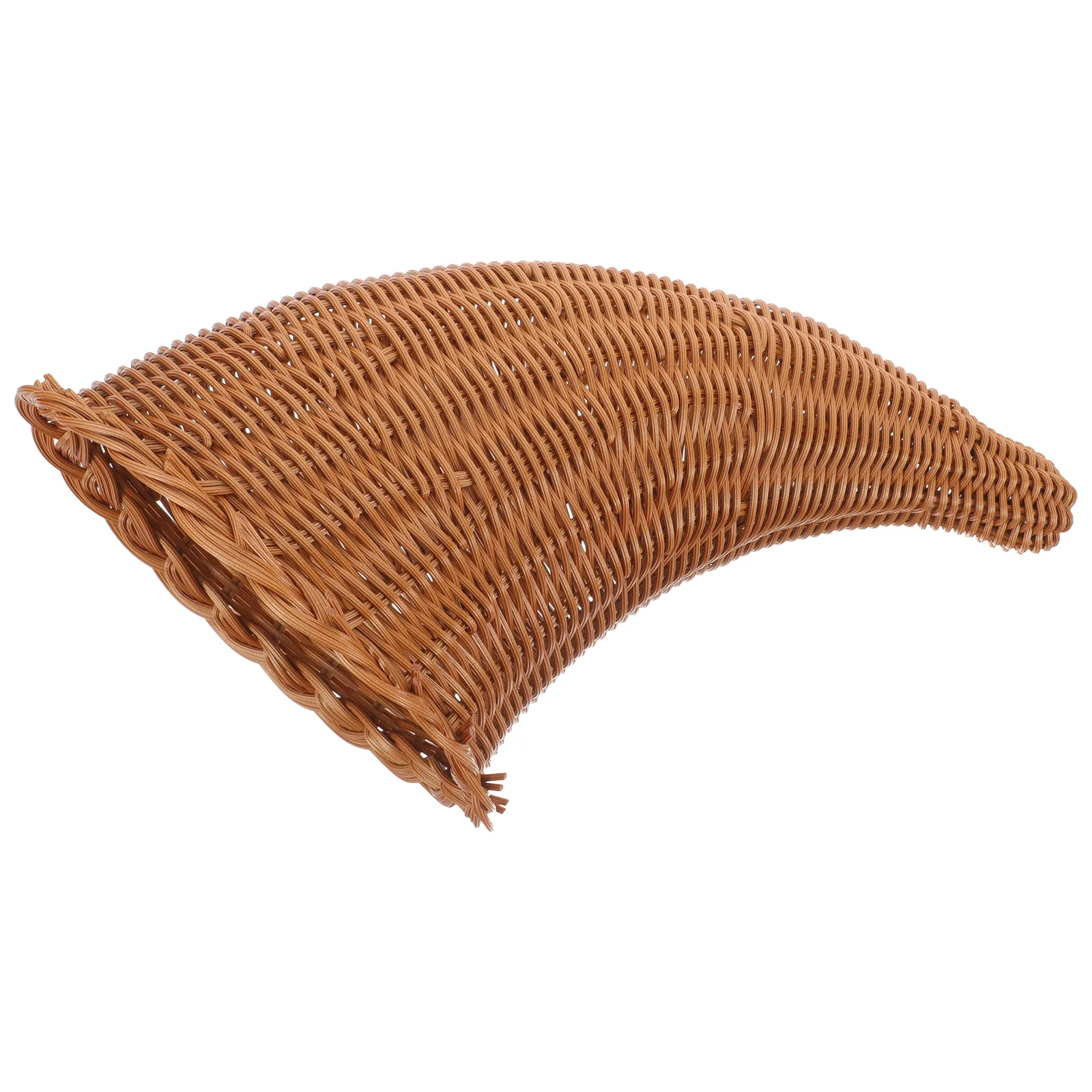 Hand woven Multi purpose Decorative Rattan Basket 18.5x3.5x28cm Khaki Christmas nament Horn Cowbell Style Storage Food Fruit