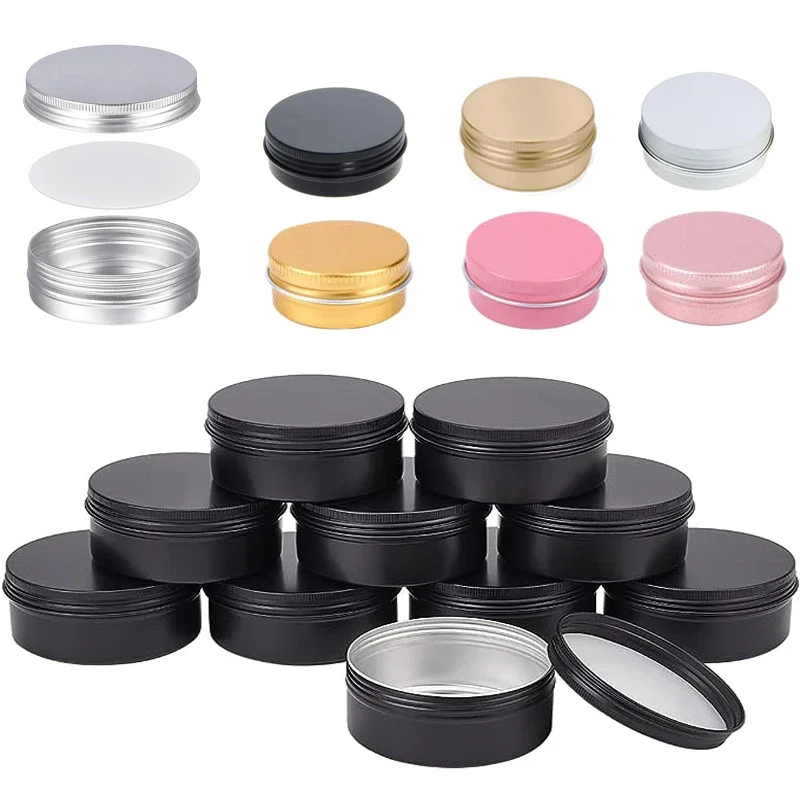 100Pcs 5/10/15/20/30/50/60g Colored Aluminum Cans Metal Tin Box Candle Jar With Lids For Cosmetic Lip Balm Cream Tea Containers