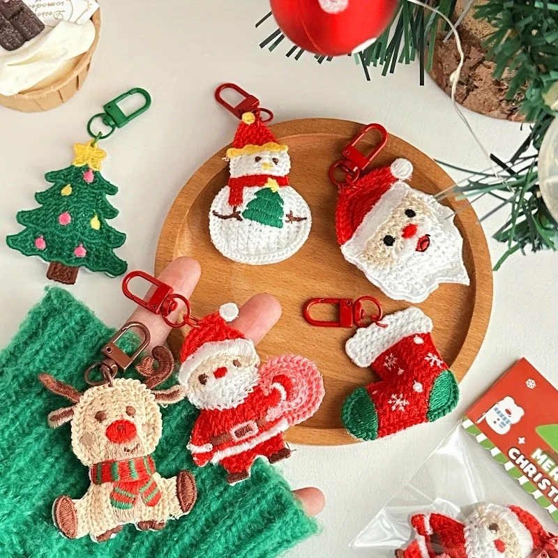 1pc Christmas Keychain Set Bell And Knit Design Cute Christmas Stocking Stuffers Party Favors Gift Tags Home Accessories