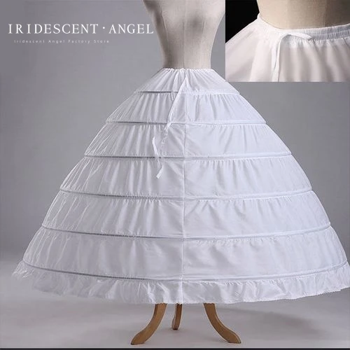 Iridescent Ball Gown Wedding Dresses  White 6 Hoops Petticoats Big Wide Crinolines Underskirt Bridal Accessories Real Photo