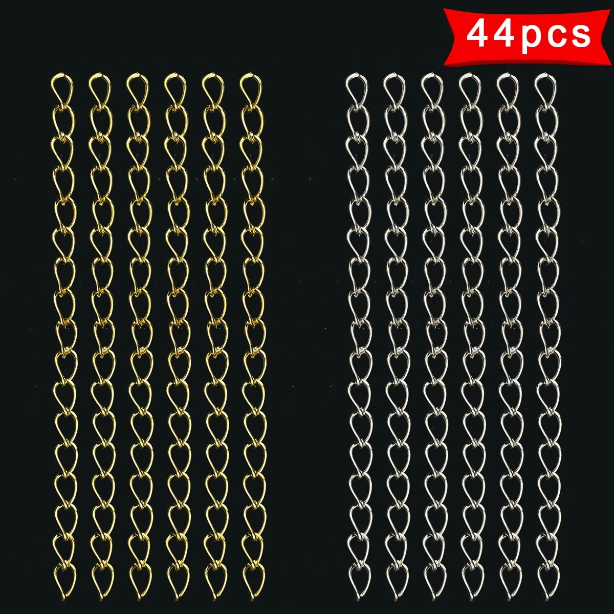 Golden Silvery Tail Chain Set Loose Spacers For DIY Jewelry Making Handmade Bracelets Necklace Earring Accessories 70mm 44PCS