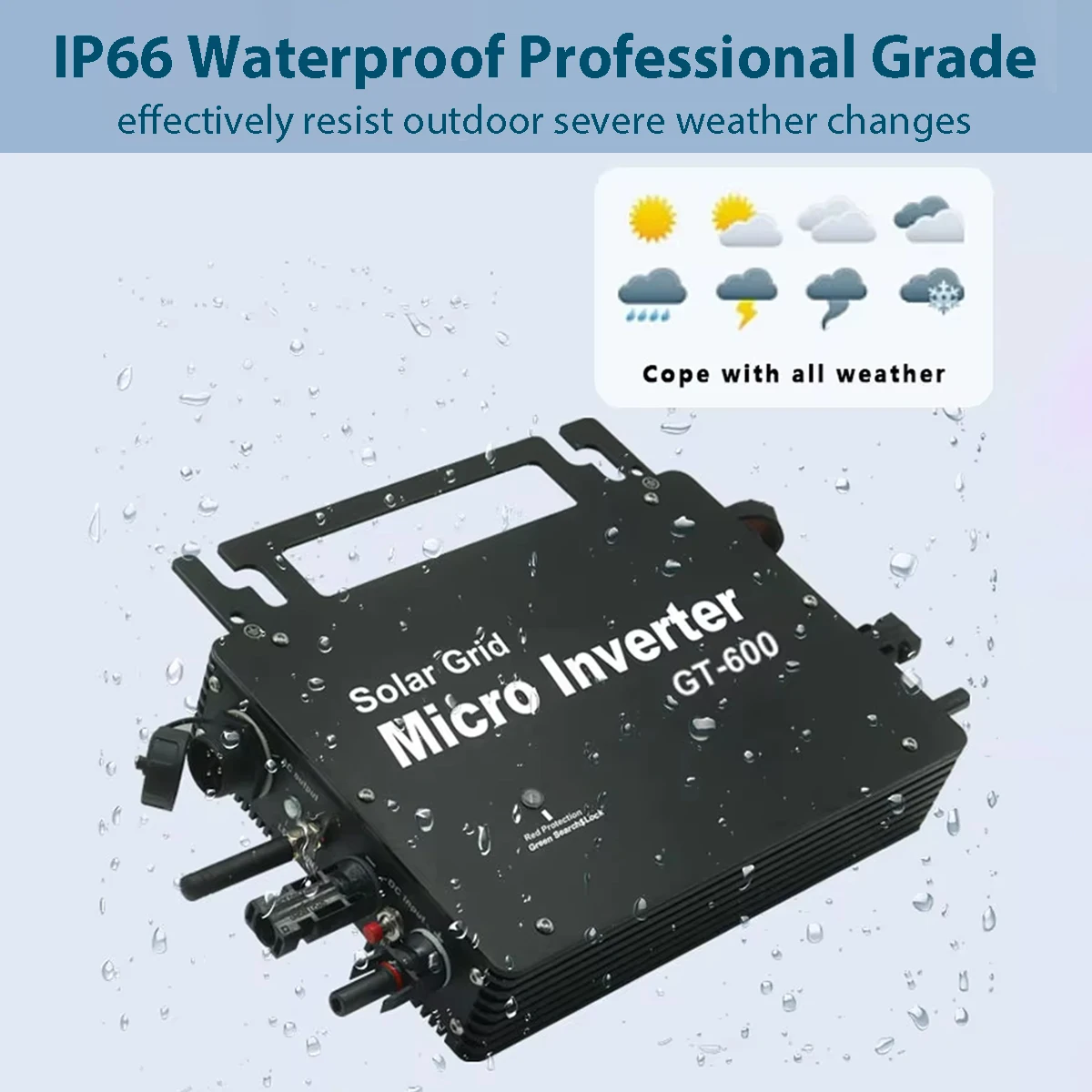 800W Grid Tie Micro Inverter Solar Power 22-60V to 110V/220V 230V Smart Monitor APP Control IP66 Waterproof MPPT