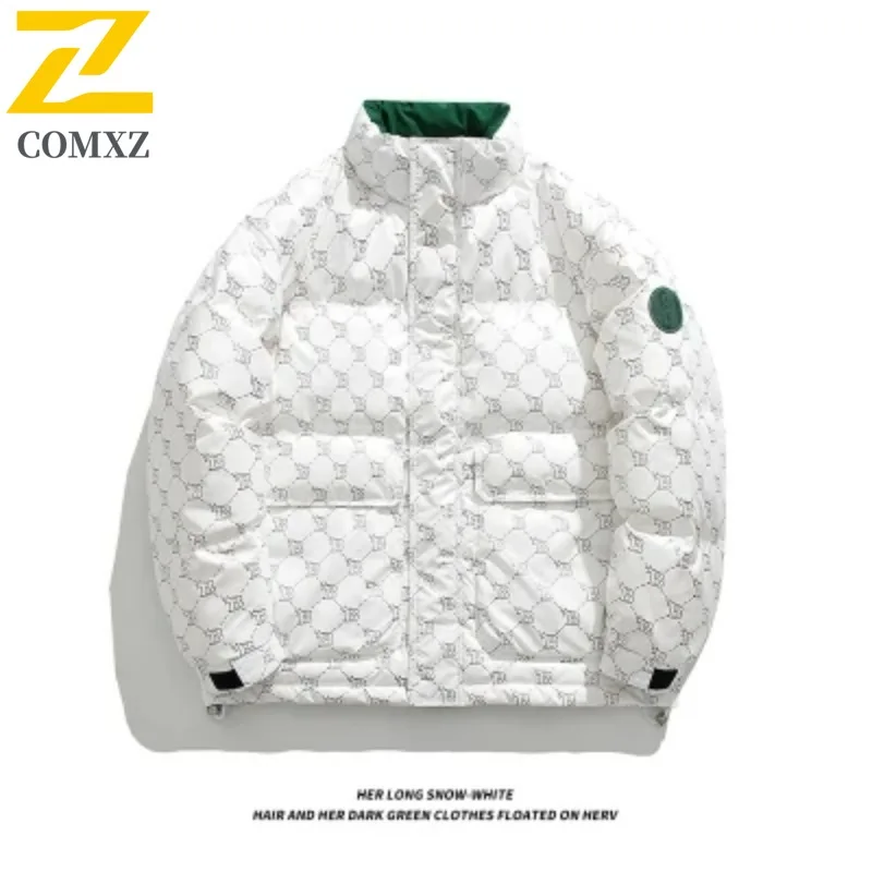 COMXZ Winter Jacket High-End Warm Cold Proof Skiing Puffer Jacket Street Loose Trendy Korean Version Down Jacket Men's Clothing