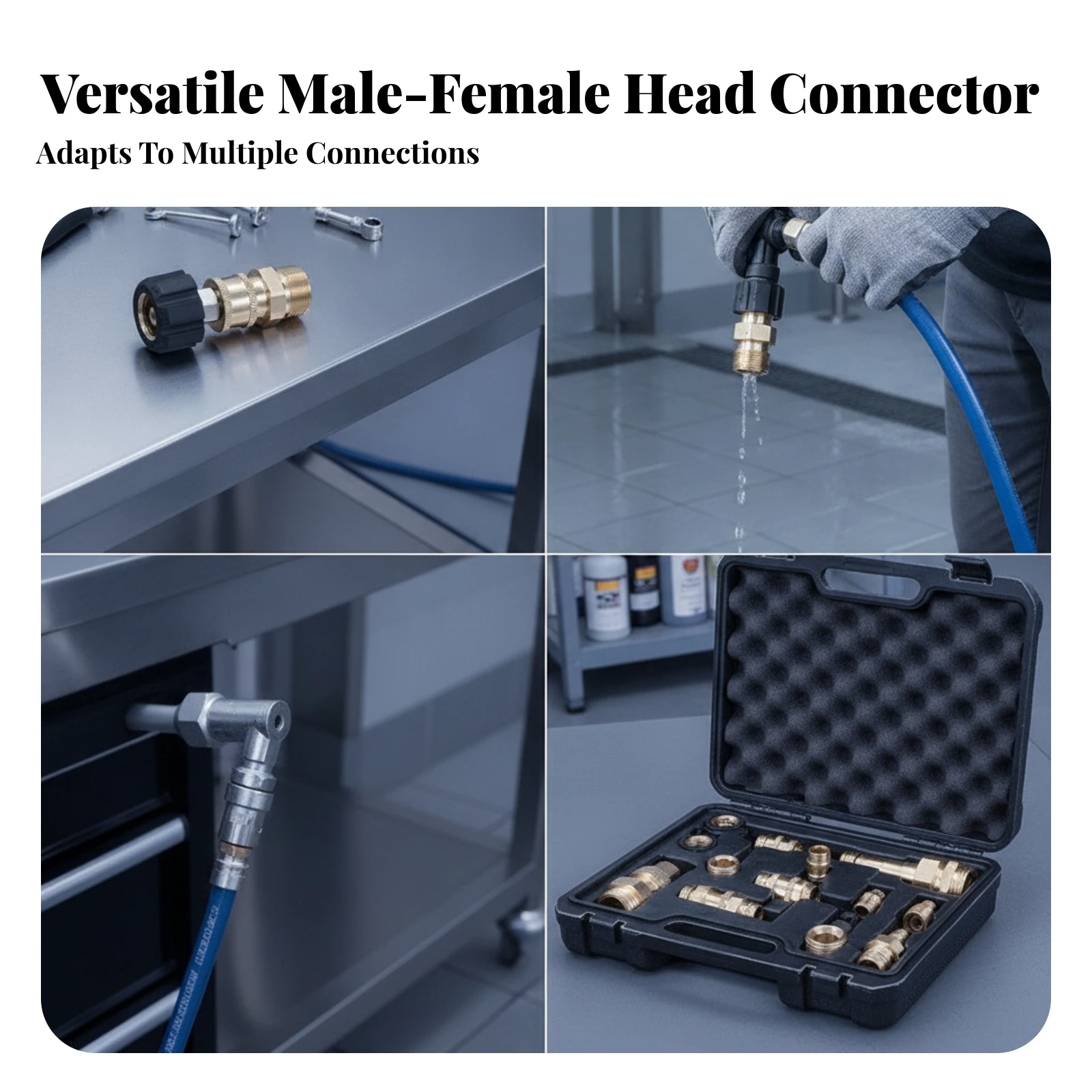 Compact Pressure Washer Hose Connector Quick-Connect Adapter Brass Pressure Washer Adapter