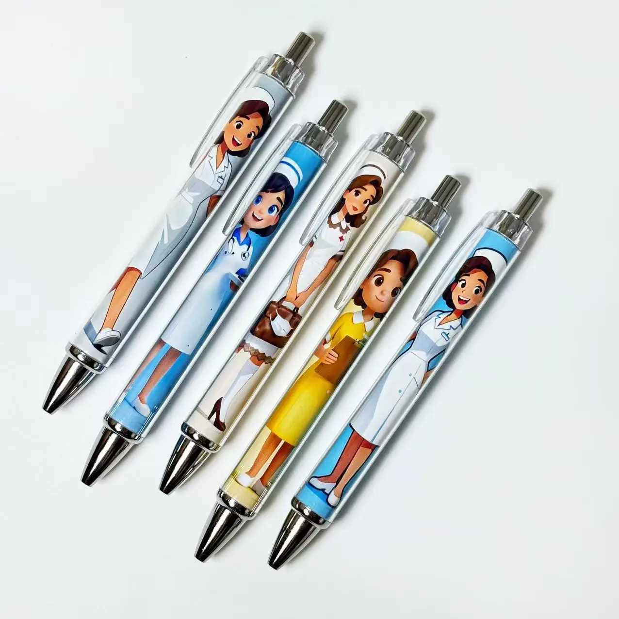 5 قطعة/10 قطعة أقلام حبر جاف على شكل ممرضة أنثى إبداعية ، سلسلة طبية انقر فوق أقلام ، أقلام هدايا للكتابة للطلاب