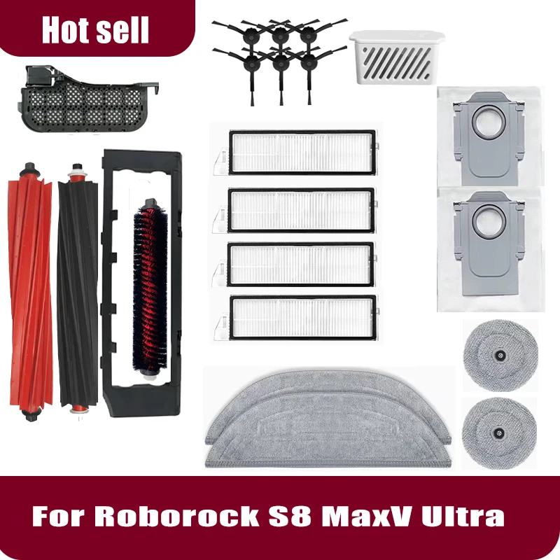 

Roborock S8 MaxV Ultra Аксессуары Основные боковые щетки Салфетки для швабры HEPA-фильтры Мешки для пыли Запасные части для пылесоса робота
