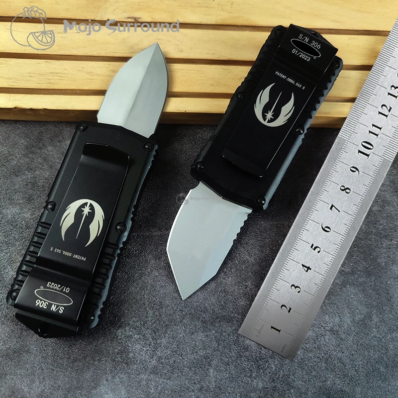 Micro EXOCET Tech Tactical Military Knife EDC Silver Tanto Blade Silver D/E Blade Mini Hunting knife Pocketknive D2 Steel A23