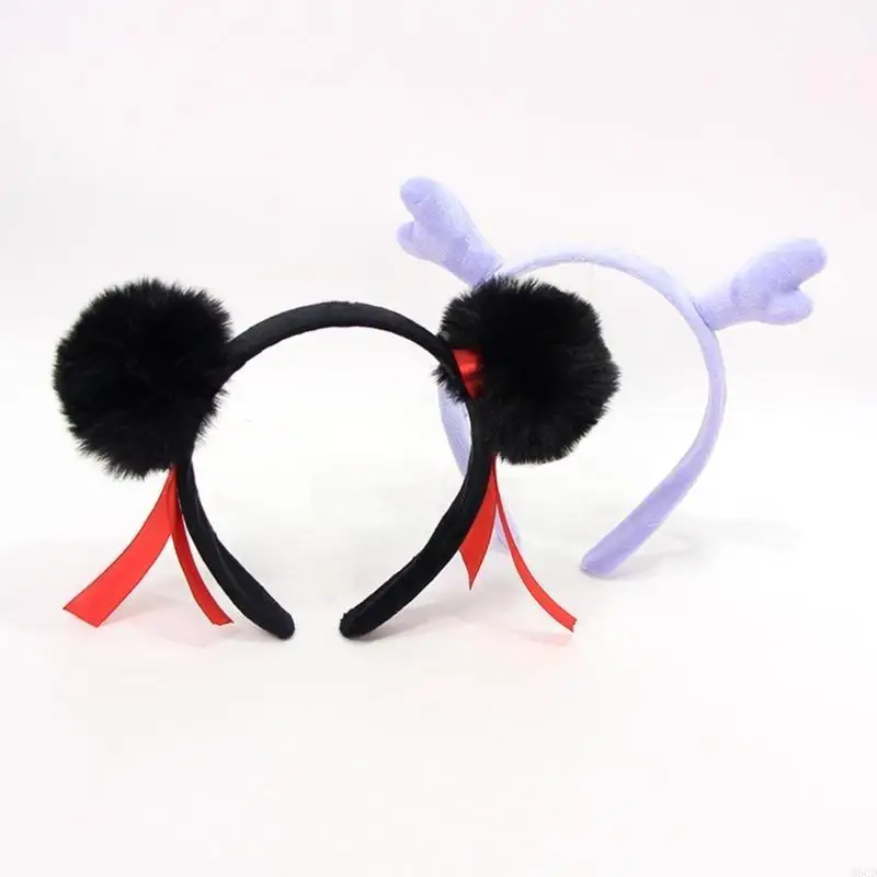 M6CD Harige Pluche Broodjes Lint Nezha Hoofdband voor Cosplay Feestjes Dagelijkse slijtage Leuke Broodjes Kapsels Hairhoop voor