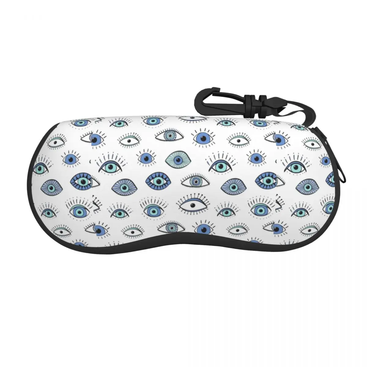 Evil Eye Glasses Case Men Women Printing Zipper Geometric Black Evil Eye Nazar Amulet Boho Eyewear Box Print Sunglasses Box