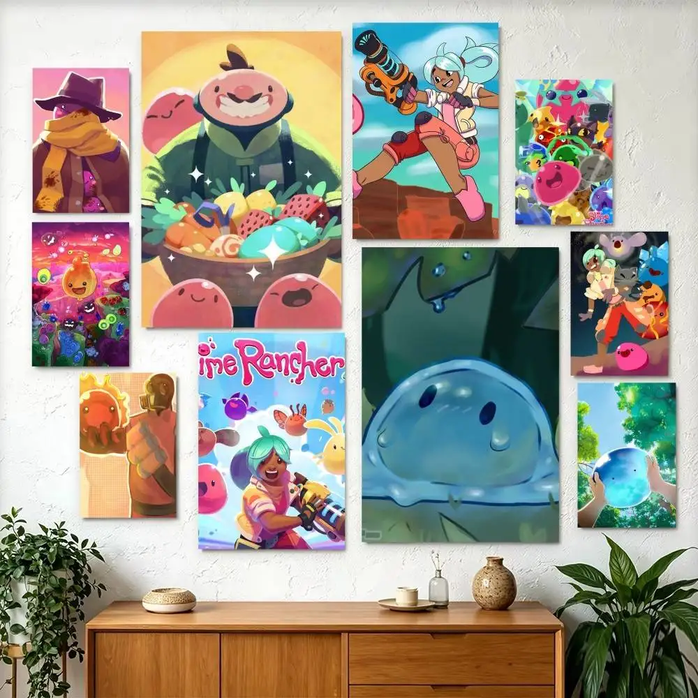 cute Naughty Slime Rancher  Poster Perfect Space Sticker Self Adhesive for Office Home Theater Wall Art Decor Fancy Gift
