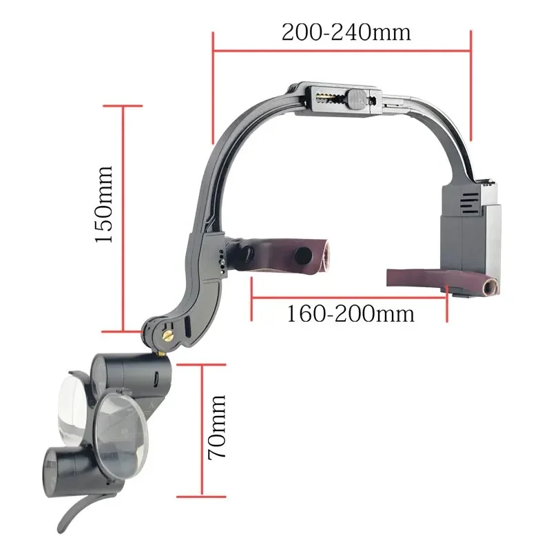 Dental Surgical Headlight with Loupes 2.5X 3.5X 6X Magnification - Adjustable LED Light for Dentist Binocular Lab Equipment
