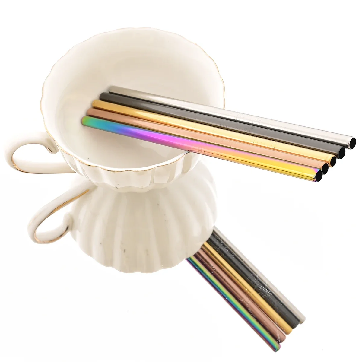 4pcs Straight 160x6mm Drinking Straws Stainless Steel Straw Set with Brush Reusable Straw for Cocktails Milkshake Juice Coffee