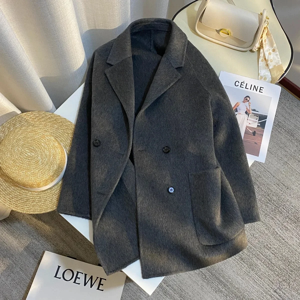British Style Double-Faced Woolen Coat Women's Mid-Length Loose Top 2025 Autumn Winter New Arrival Elegant Fashion Sense