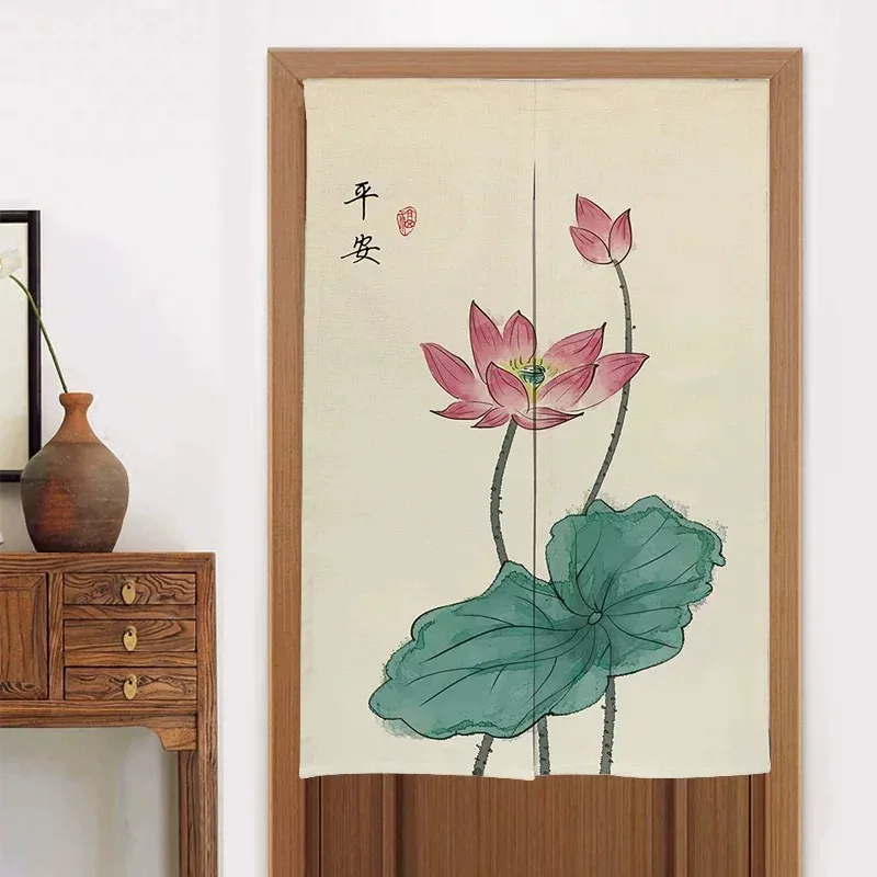 VIKAMA New Chinese Door Curtain Bathroom Partition Curtain Kitchen Hanging Curtain Bedroom Kitchen Cover Curtain Half Curtain