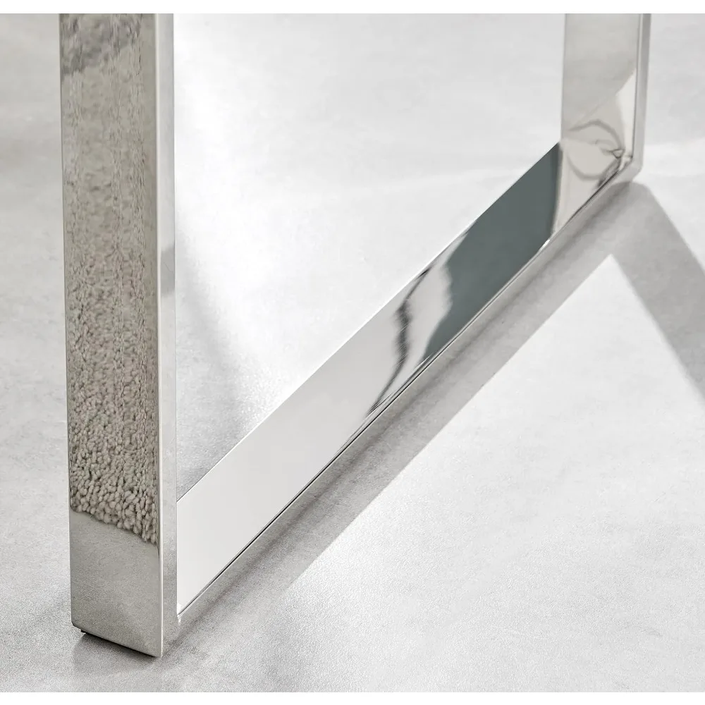 طاولة جانبية معدنية أنيقة من الزجاج الشفاف والزجاج الشفاف والفضية من Miami Square، طاولة جانبية، طاولة بجانب السرير - بسيطة فاخرة