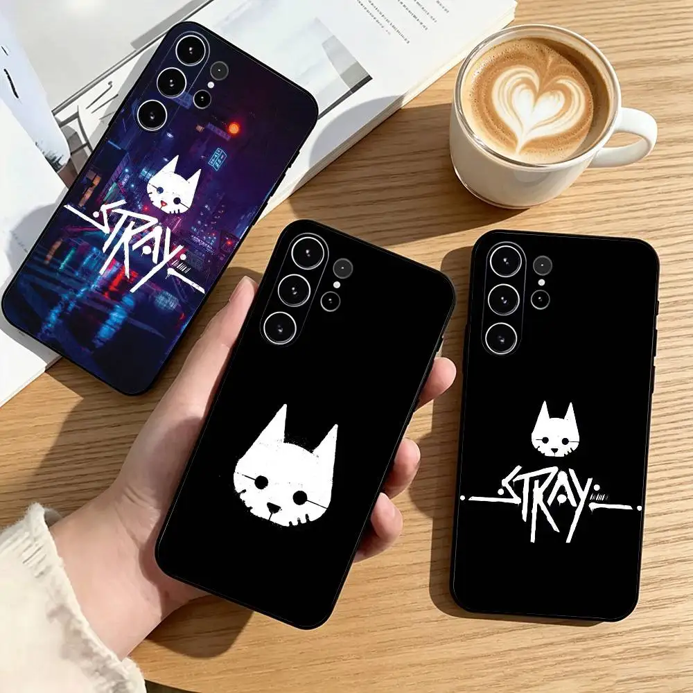 Stray-Y Cat Game-E  Phone Case For Samsung S25,S24,S21,S22,S23,S30,Ultra,S20,Plus,Fe,Lite,Note,10,Black Cover Gift