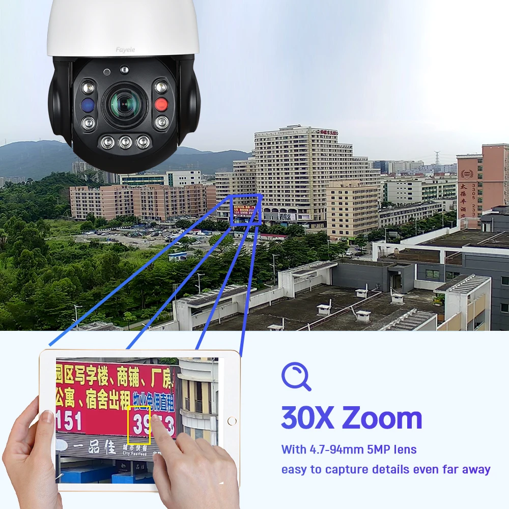 5MP 8MP 4G PTZ Camera 150m Long Distance Outdoor Wireless WiFi Camera SIM Card Slot 30X Zoom 360° PTZ Human Detect Auto Tracking