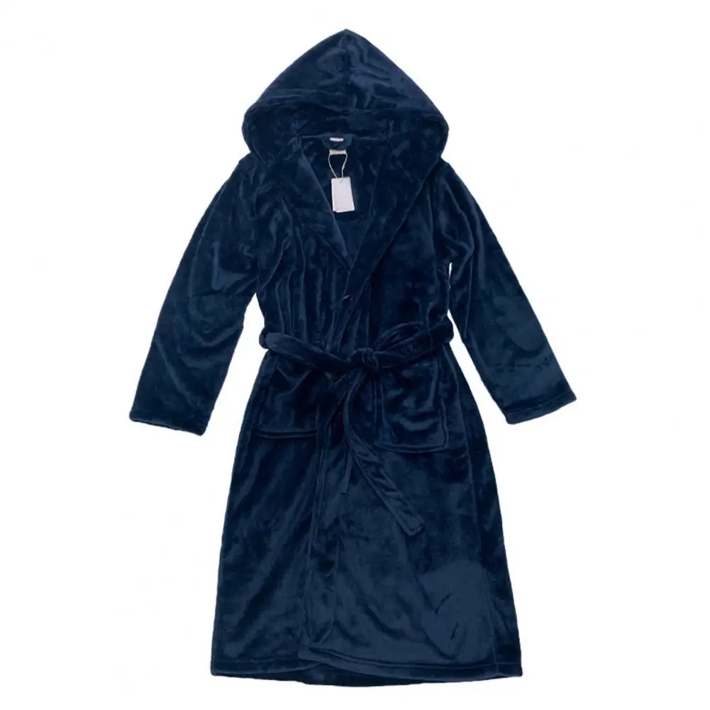 

Solid Shower Kimono Robes Hooded For Women Long Sleeves Towel Bathrobe With Waist Girdle Female Cotton Sleepwear For Home Wear