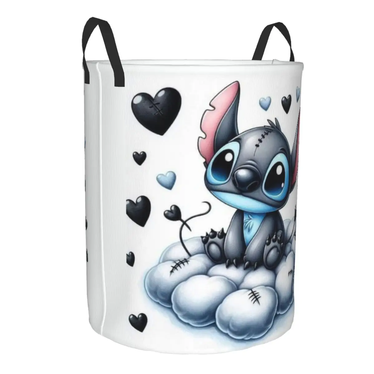 Customized SLilo And Stitch Cartoon Laundry Hamper Large Storage Basket Anime Kids Nursery Toy Organizer